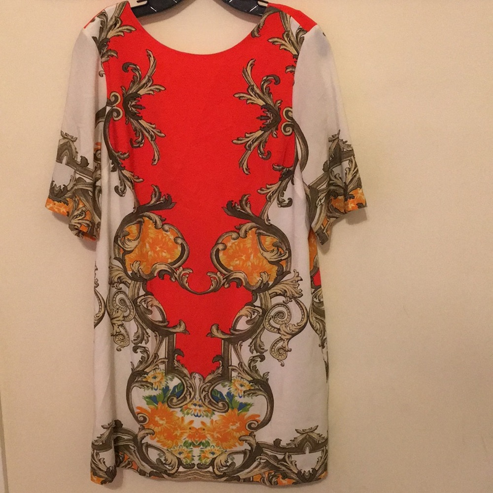 Asos elbow sleeve printed shift dress